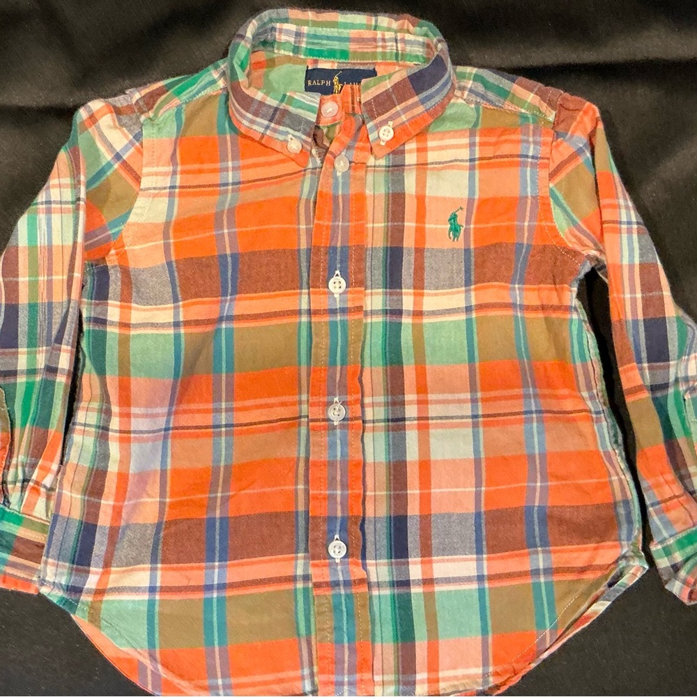 Ralph Lauren Plaid Flannel Button-Up Shirt – 24M